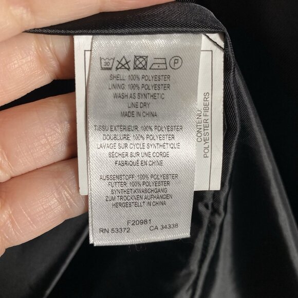 French Connection Hooded Tulip Hem Trench Coat Women’s S Black Satin Jacket - Picture 12 of 16